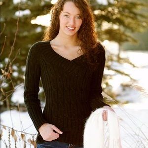 Long Black Cable Knit Sweater